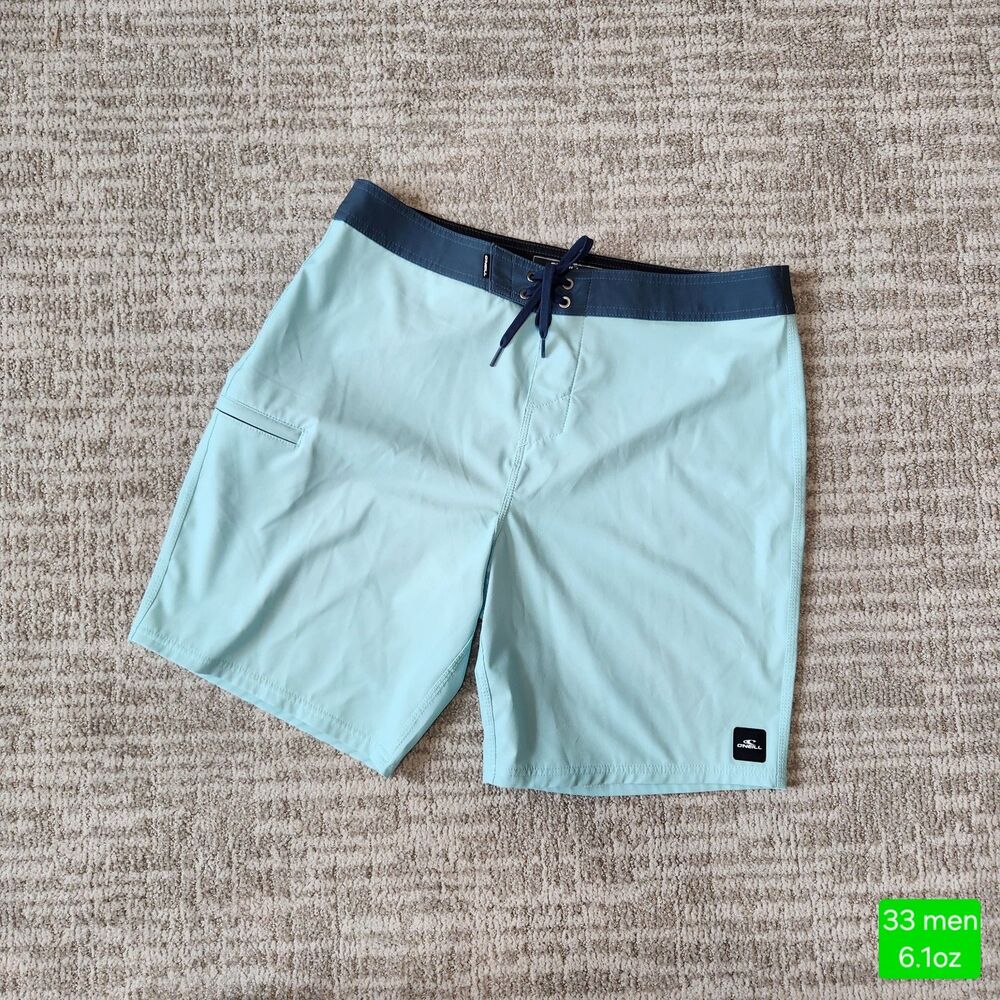 O'neill men's Hyperfreak Heat solid 19" boardshorts pastel turquoise size 33